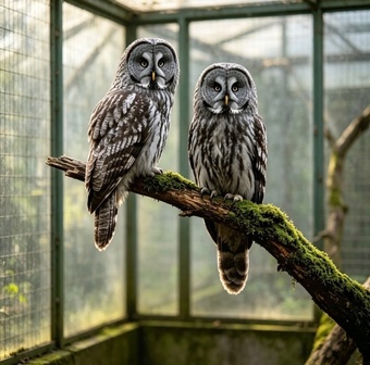 Pair of Great Grey owls 